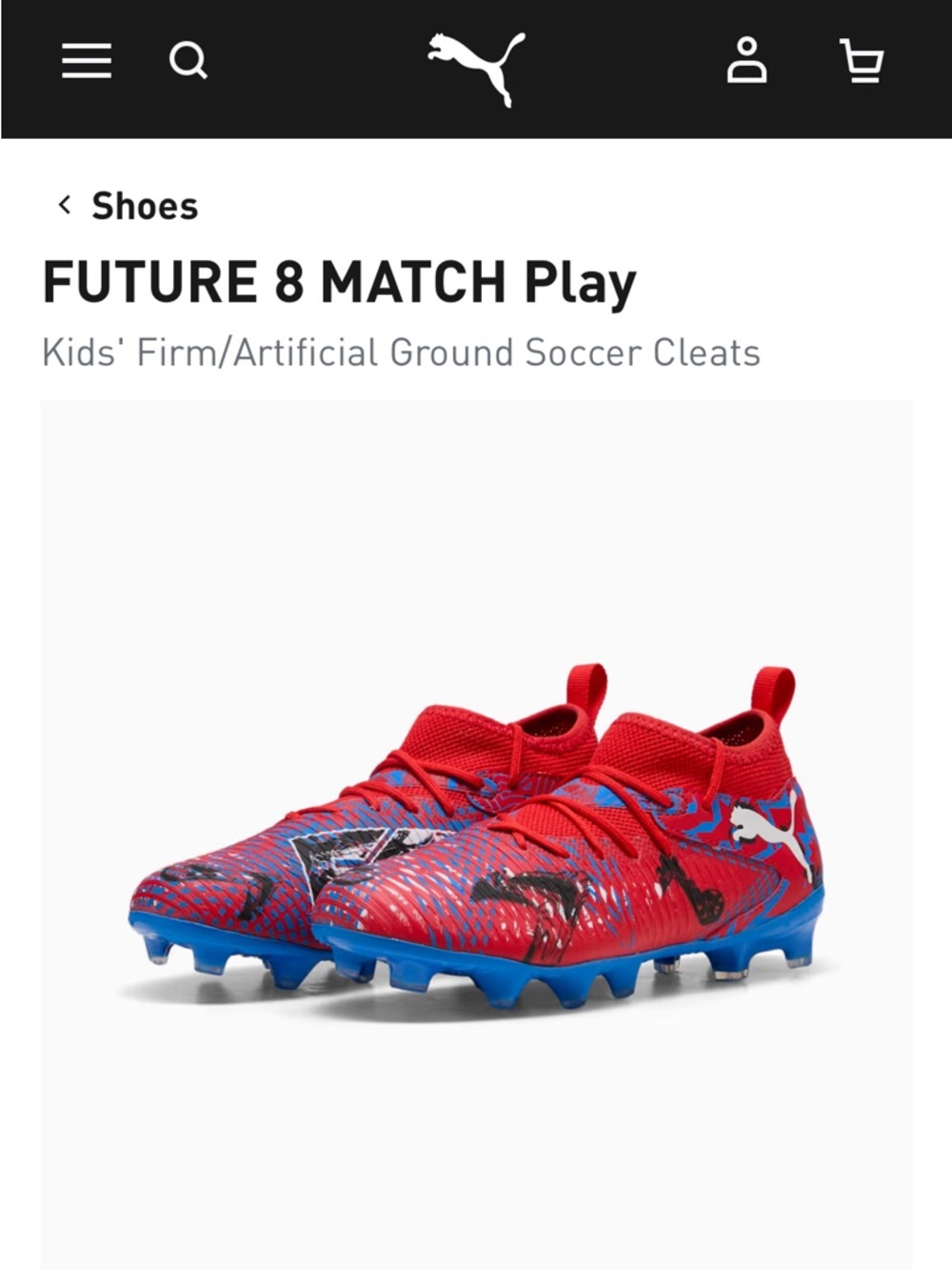 Puma Kids' FUTURE 8 MATCH Play Soccer Cleats - Red/Blue